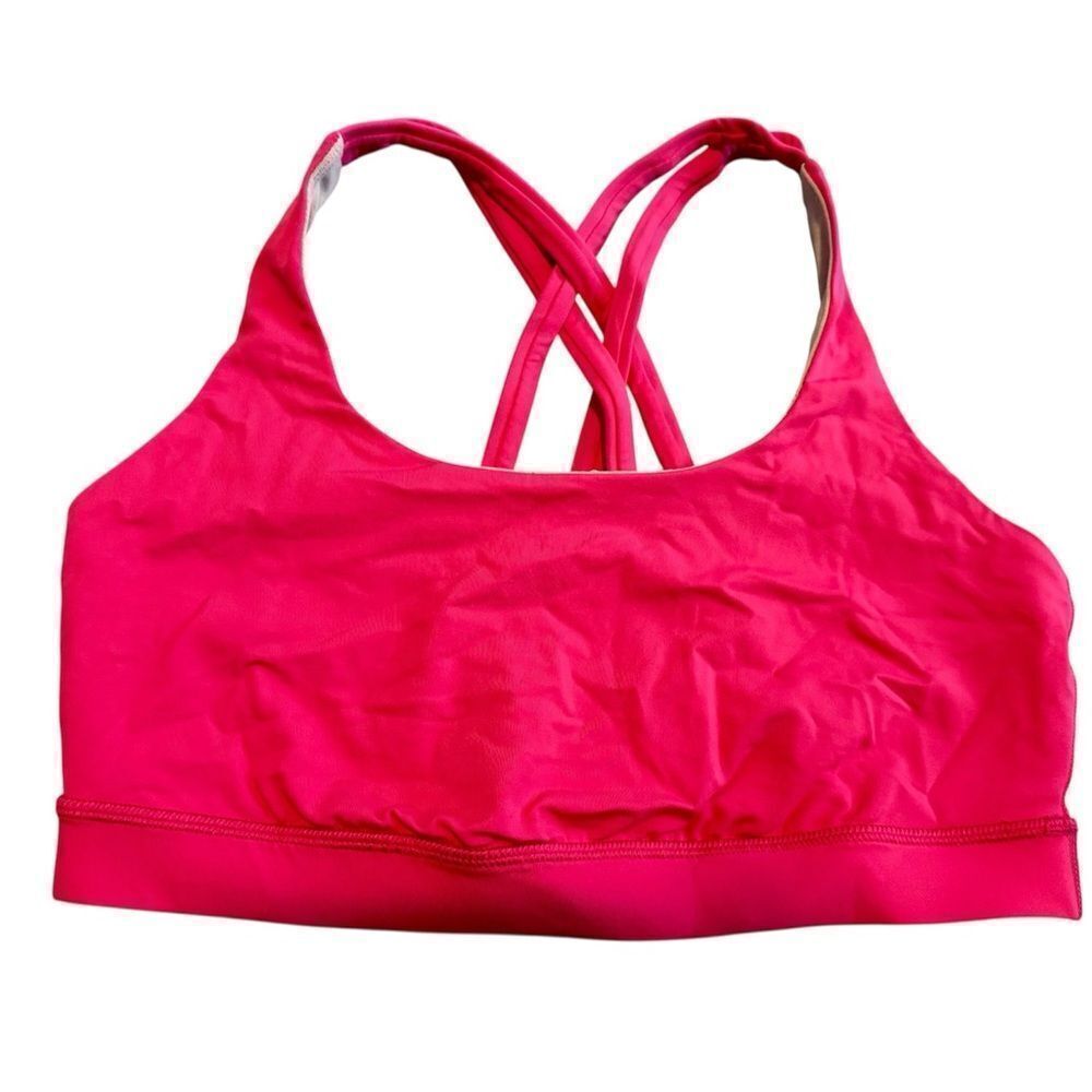 LULULEMON Energy Bra Strappy Cross Back Athletic Sports Bra Bright Pink 10